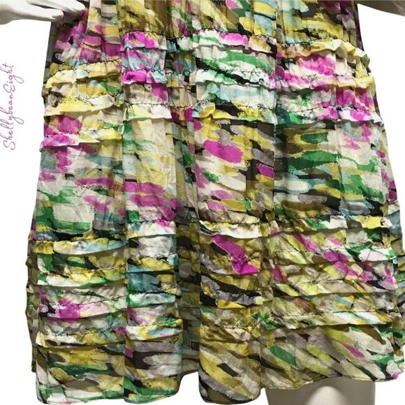 ANTHROPOLOGIE Leifsdottir Rainbow Confetti Silk Ruffle Dress 2 4 XS S RARE HTF! - Picture 12 of 16